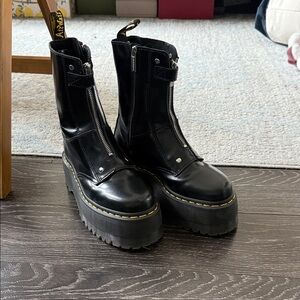 Dr. Martens Jetta High Max Black Platform Zip Leather Boots 37